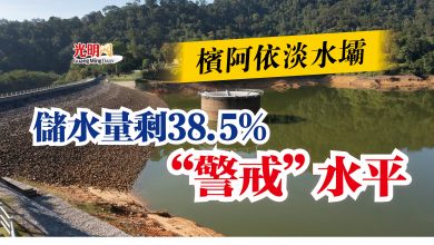 Photo of 檳阿依淡水壩  儲水量剩38.5% “警戒”水平