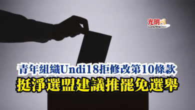 Photo of 青年組織Undi18拒修改第10條款  挺淨選盟建議推罷免選舉