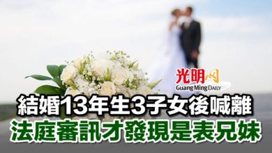 Photo of 結婚13年生3子女後喊離 法庭審訊才發現是表兄妹