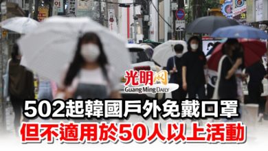 Photo of 502起韓國戶外免戴口罩 但不適用於50人以上活動