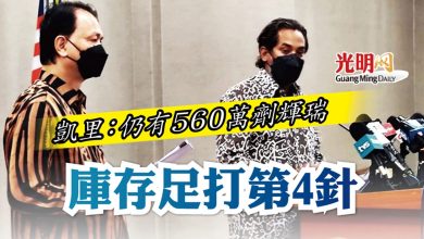 Photo of 凱里：仍有560萬劑輝瑞 庫存足打第4針