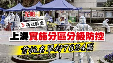 Photo of 【新冠肺炎】上海實施分區分級防控 首批名單封7624區