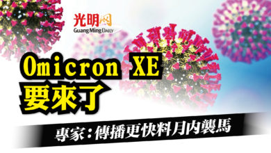 Photo of 專家：傳播更快 Omicron XE料月內襲馬