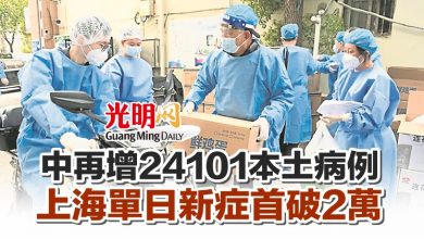 Photo of 【新冠肺炎】中再增24101本土病例 上海單日新症首破2萬
