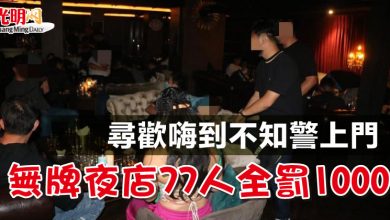 Photo of 尋歡嗨到不知警上門   無牌夜店77人全罰1000 