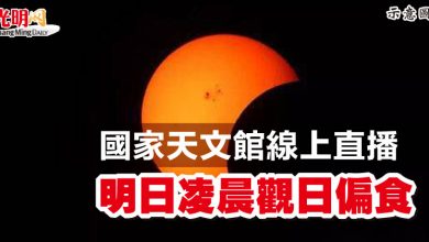 Photo of 國家天文館線上直播   明日凌晨觀日偏食