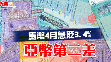 Photo of 馬幣4月急貶3.4% 亞幣第二差