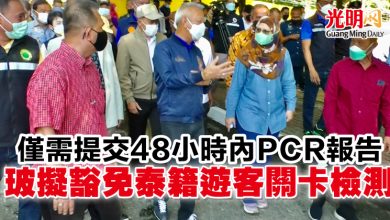 Photo of 僅需提交48小時內PCR報告  玻擬豁免泰籍遊客關卡檢測