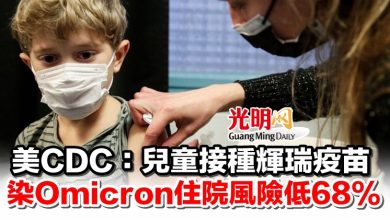 Photo of 美CDC：兒童接種輝瑞疫苗 染Omicron住院風險低68%