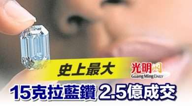 Photo of 史上最大 15克拉藍鑽2.5億成交
