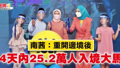 Photo of 南茜：重開邊境後   4天內25.2萬人入境大馬