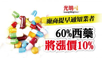 Photo of 廠商提前通知業者 60%西藥將漲價10%