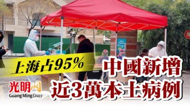 Photo of 中國新增近3萬本土病例  上海占95%