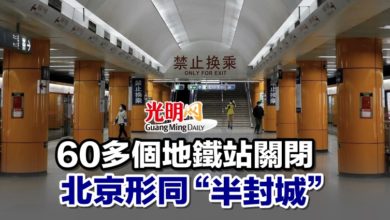 Photo of 60多個地鐵站關閉 北京形同“半封城”