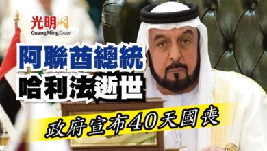 Photo of 阿聯酋總統哈利法逝世 政府宣布40天國喪