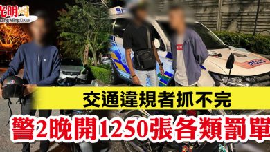 Photo of 交通違規者抓不完 警2晚開1250張各類罰單