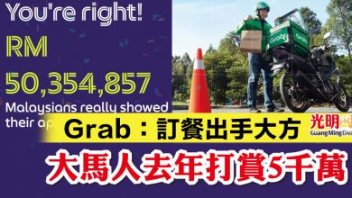 Photo of Grab：訂餐出手大方  大馬人去年打賞5千萬