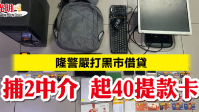 Photo of 隆警嚴打黑市借貸  捕2中介 起40提款卡