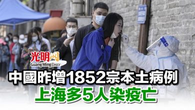 Photo of 中國昨增1852宗本土病例 上海多5人染疫亡