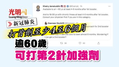 Photo of 【新冠肺炎】打首劑至少4至6個月 逾60歲可打第2針加強劑