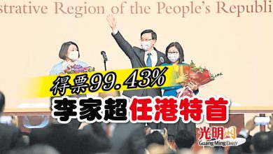 Photo of 得票99.43% 李家超任港特首