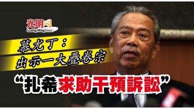 Photo of 慕尤丁：出示一大疊卷宗  “扎希求助干預訴訟”