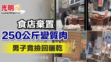 Photo of 食店棄置250公斤變質肉 男子竟撿回曬乾