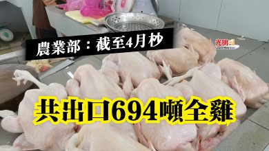 Photo of 農業部：截至4月杪  共出口694噸全雞