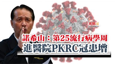 Photo of 諾希山：第25流行病學周  進醫院PKRC冠患增