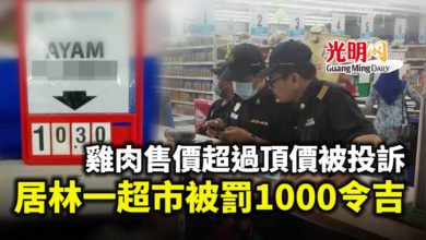 Photo of 雞肉售價超過頂價被投訴 居林一超市被罰1000令吉