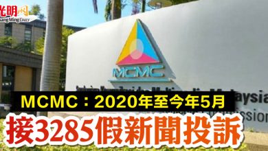 Photo of MCMC：2020年至今年5月  接3285假新聞投訴