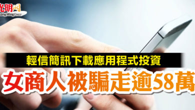 Photo of 輕信簡訊下載應用程式投資 女商人被騙走逾58萬