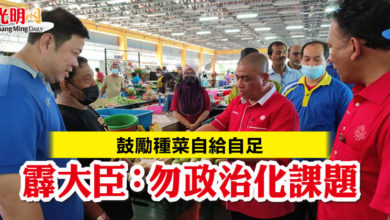 Photo of 鼓勵種菜自給自足 霹大臣：勿政治化課題