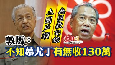 Photo of 土團戶頭無匯款記錄 敦馬不知慕尤丁有無收130萬