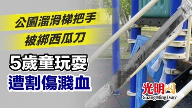 Photo of 公園溜滑梯把手被綁西瓜刀 5歲童玩耍遭割傷濺血