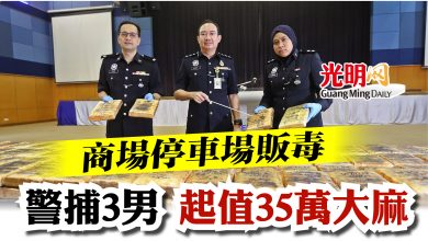 Photo of 商場停車場販毒  警捕3男 起值35萬大麻