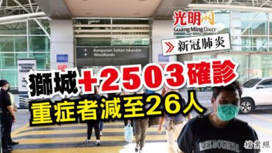 Photo of 【新冠肺炎】獅城+2503確診 重症者減至26人