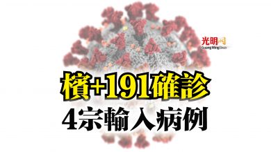 Photo of 檳+191確診  4宗輸入病例