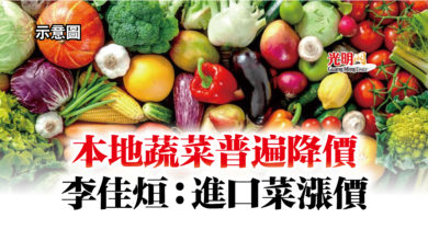 Photo of 本地蔬菜普遍降價  李佳烜：進口菜漲價