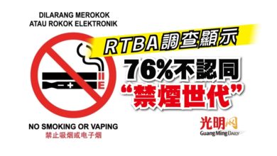 Photo of RTBA調查顯示 76%不認同“禁煙世代”