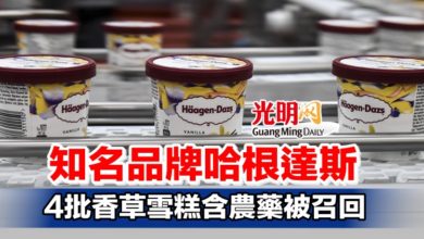 Photo of 知名品牌哈根達斯 4批香草雪糕含農藥被召回