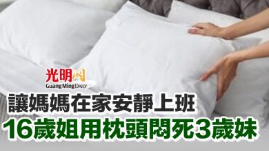 Photo of 讓媽媽在家安靜上班 16歲姐用枕頭悶死3歲妹