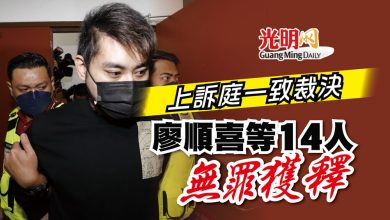 Photo of 上訴庭一致裁決 廖順喜等14人無罪獲釋