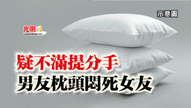 Photo of 疑不滿提分手  男友枕頭悶死女友