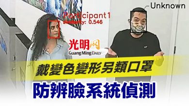 Photo of 戴變色變形另類口罩 防辨臉系統偵測