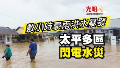 Photo of 數小時豪雨洪水暴發 太平多區閃電水災