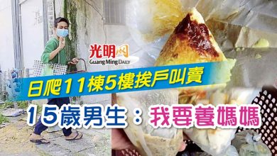 Photo of 日爬11棟5樓挨戶叫賣 15歲男生：我要養媽媽