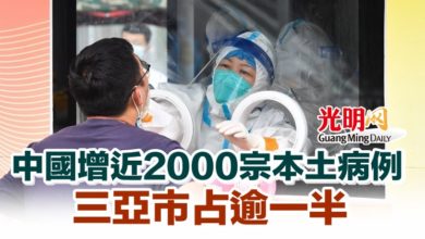 Photo of 中國增近2000宗本土病例 三亞市占逾一半