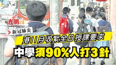 Photo of 【新冠肺炎】港11月收緊全日授課要求 中學須90%人打3針