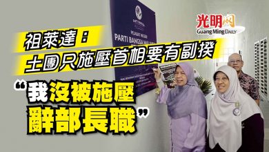 Photo of 祖萊達：土團只施壓首相要有副揆 我沒被施壓辭部長職